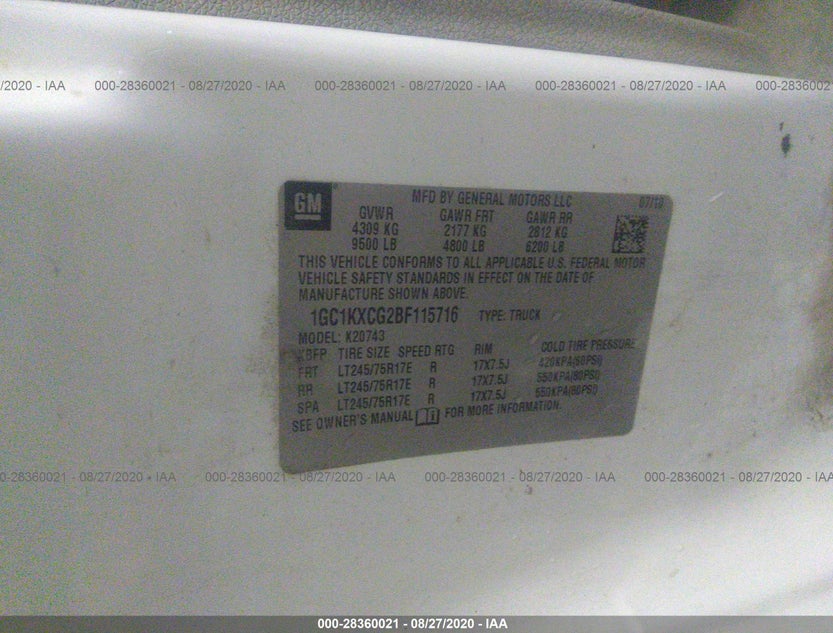 1GC1KXCG2BF115716