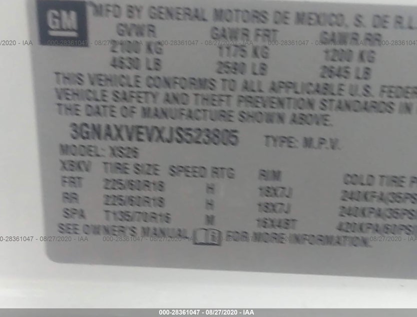 3GNAXVEVXJS523805