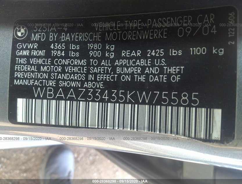 WBAAZ33435KW75585
