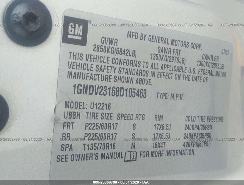 1GNDV23168D105463