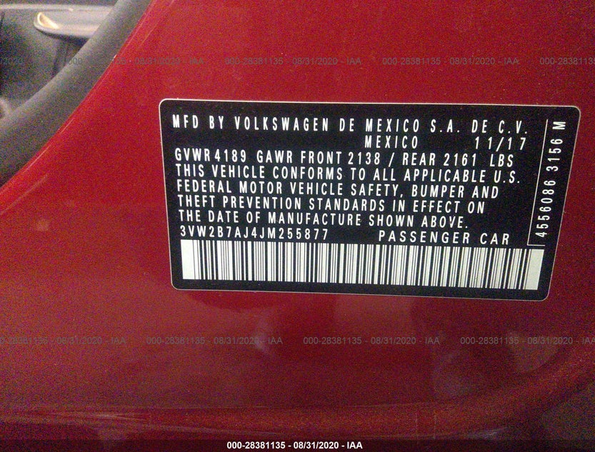 3VW2B7AJ4JM255877