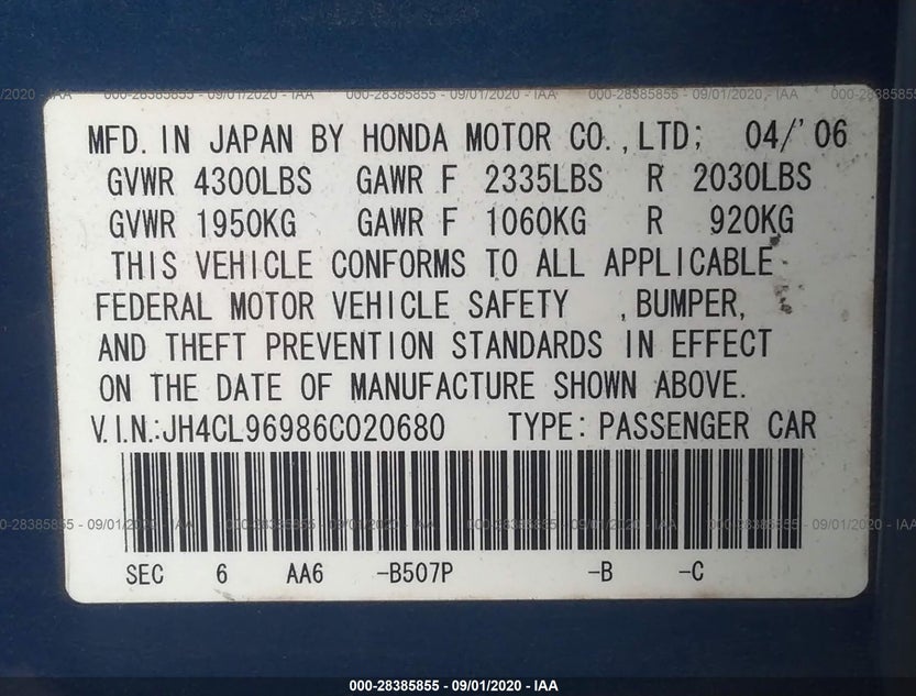 JH4CL96986C020680