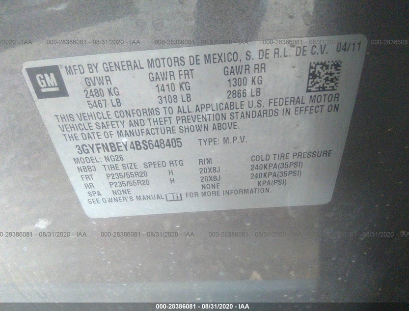 3GYFNBEY4BS648405