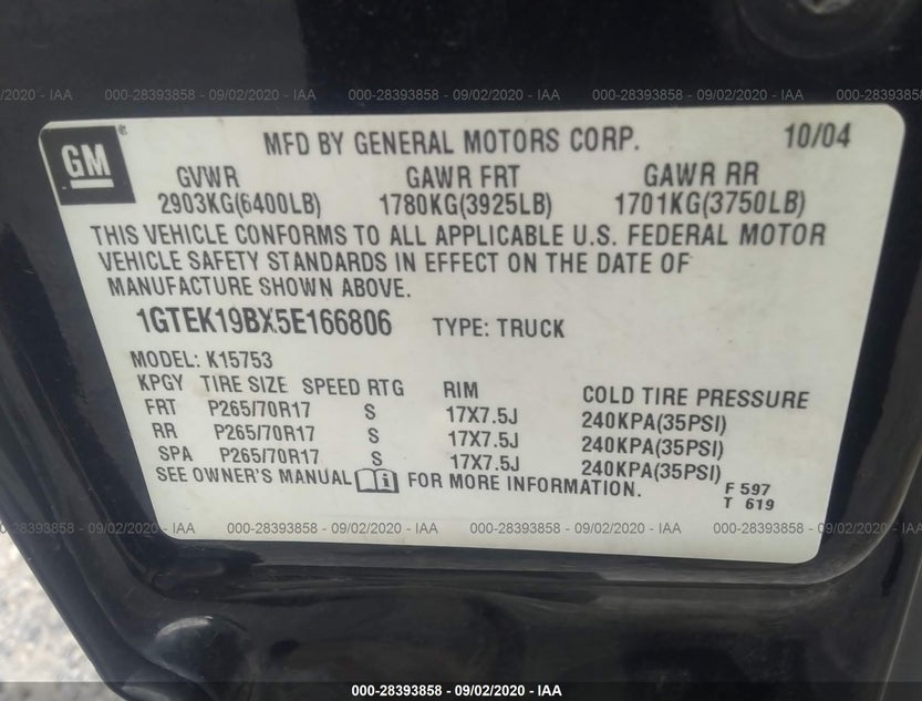 1GTEK19BX5E166806