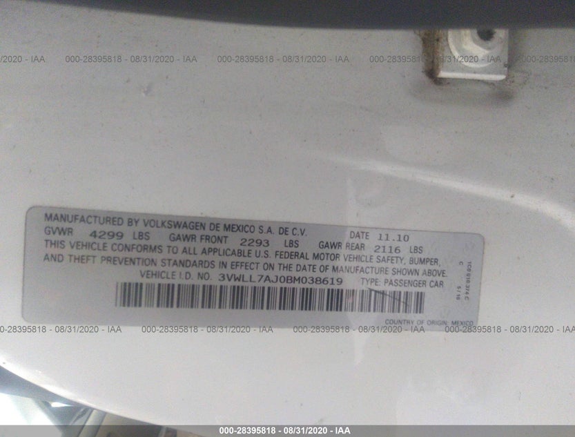3VWLL7AJ0BM038619