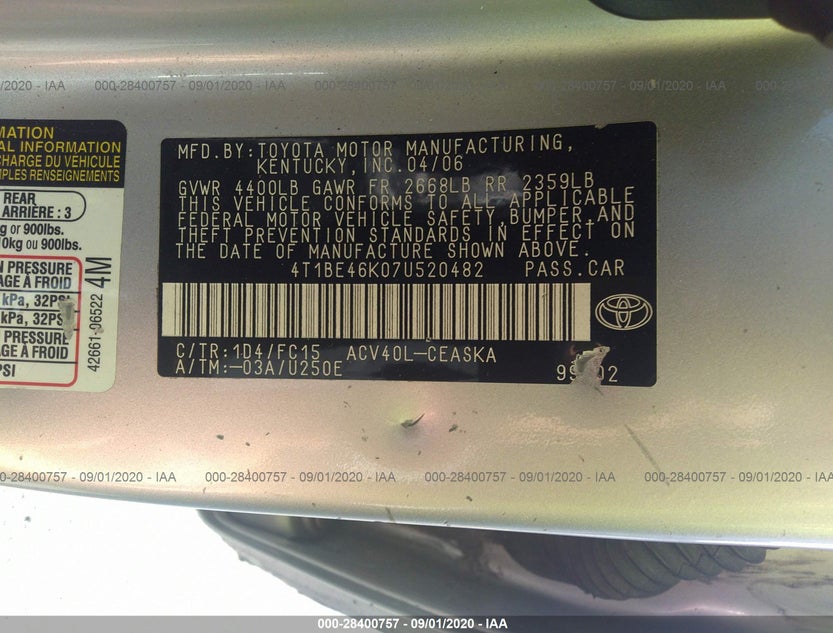 4T1BE46K07U520482