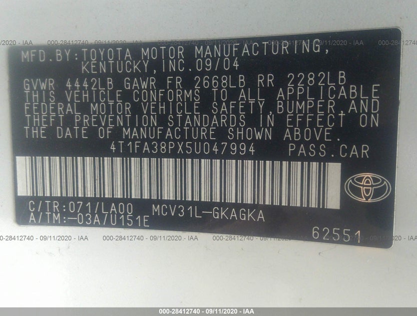 4T1FA38PX5U047994