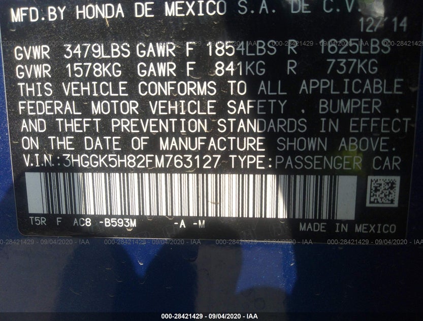 3HGGK5H82FM763127