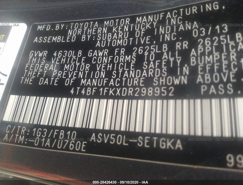 4T4BF1FKXDR298952