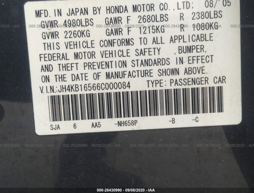 JH4KB16566C000084