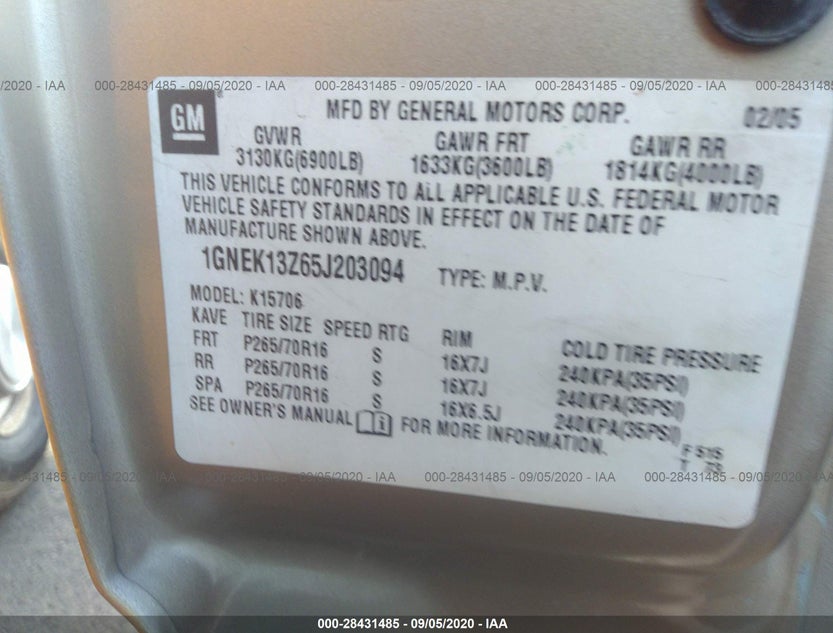 1GNEK13Z65J203094
