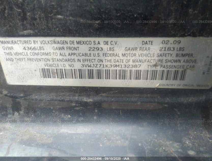 3VWJZ71K39M132387