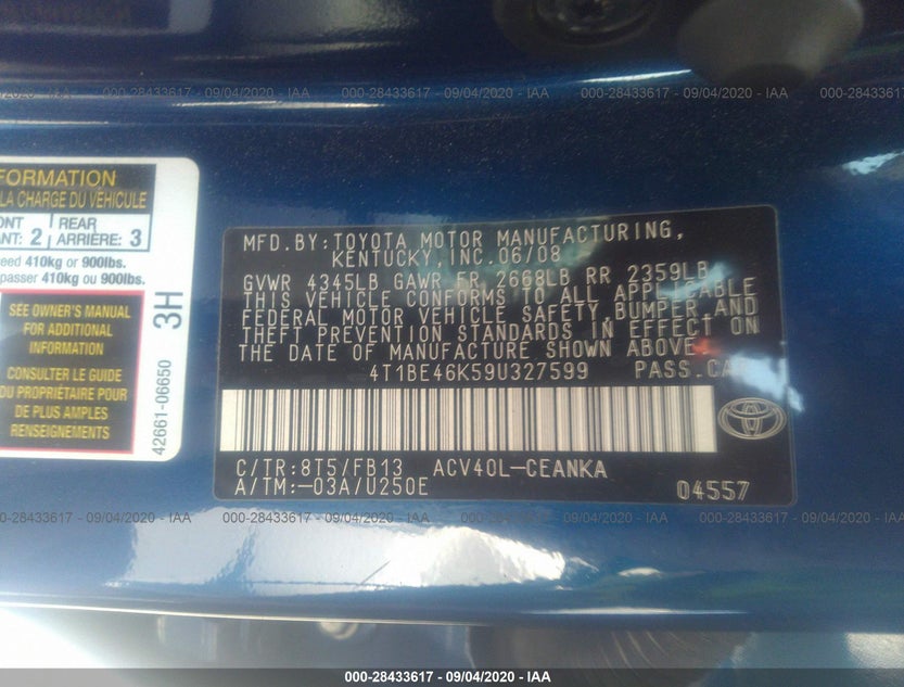 4T1BE46K59U327599