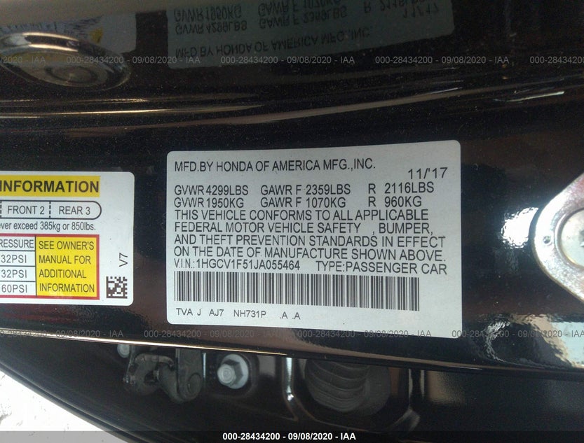 1HGCV1F51JA055464