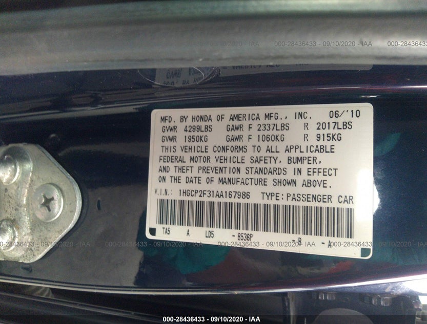 1HGCP2F31AA167986
