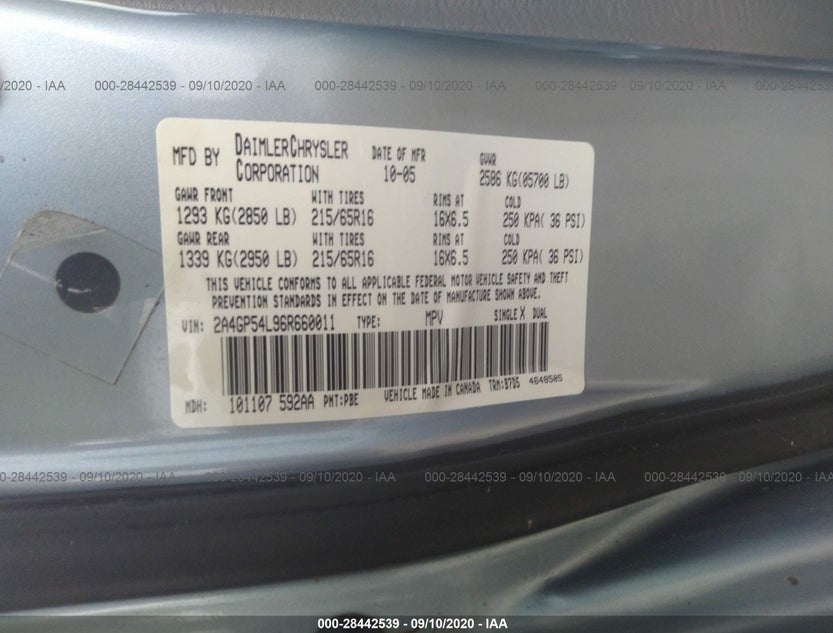 2A4GP54L96R660011