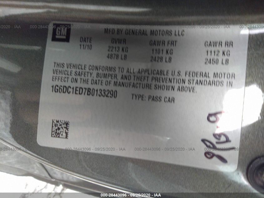 2011 Cadillac Cts Standard VIN: 1G6DC1ED7B0133290 Lot: 28443096