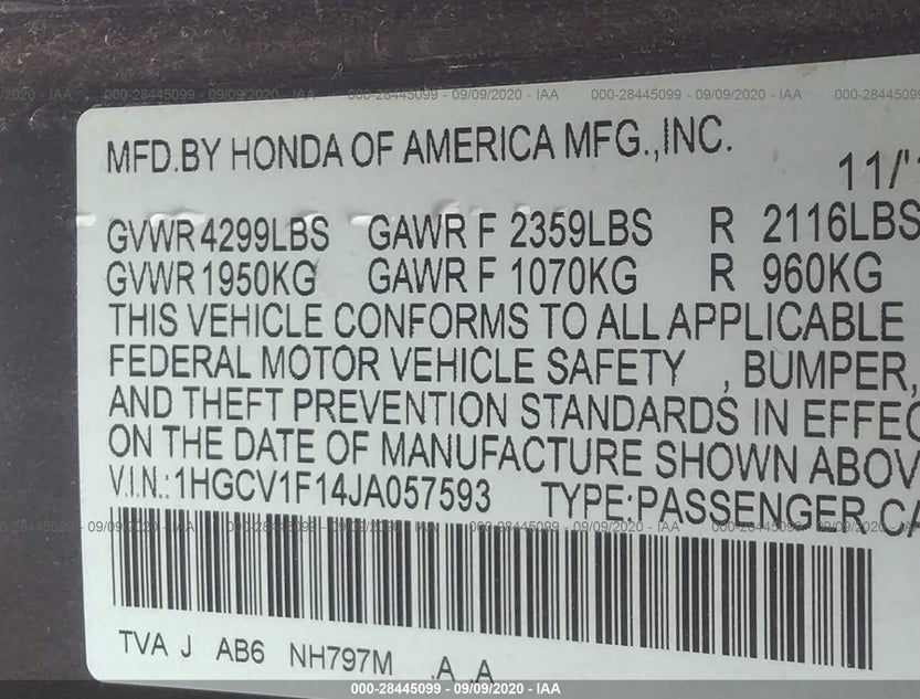 1HGCV1F14JA057593