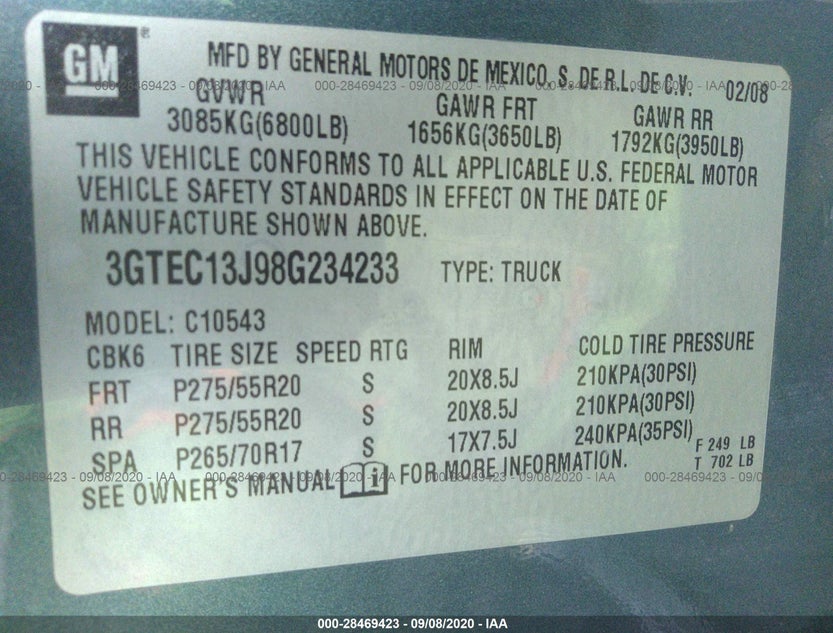 3GTEC13J98G234233