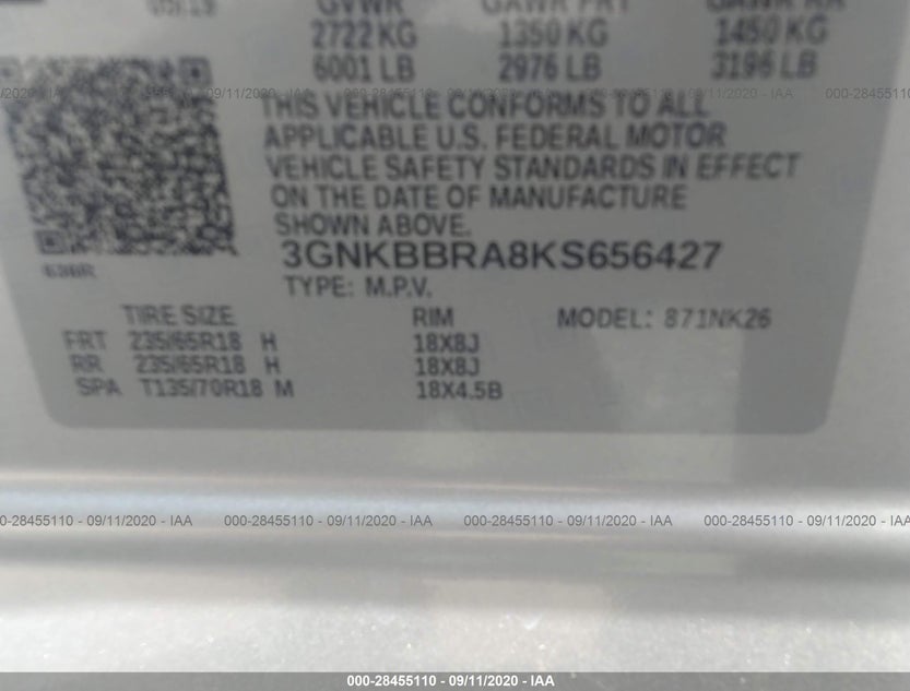 3GNKBBRA8KS656427