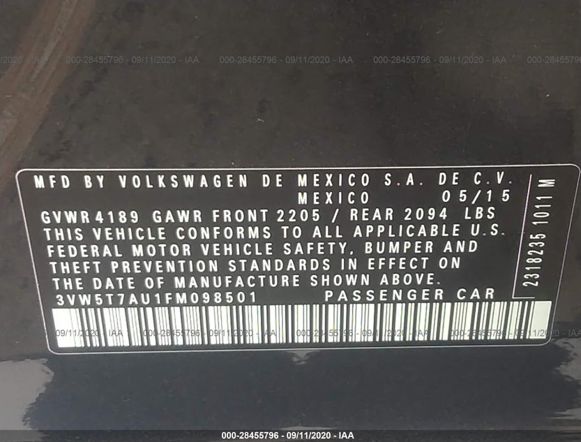 3VW5T7AU1FM098501