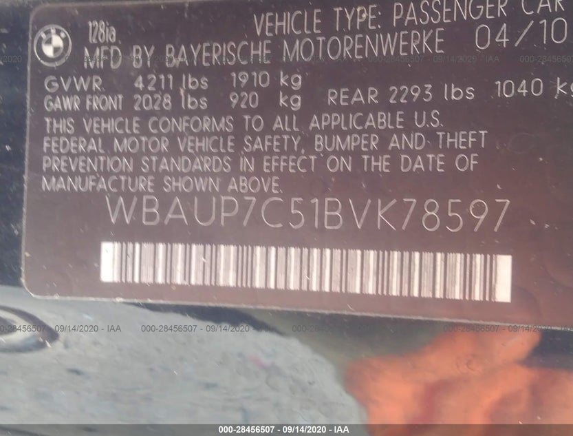 WBAUP7C51BVK78597