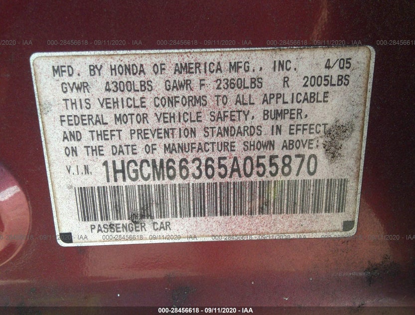 1HGCM66365A055870