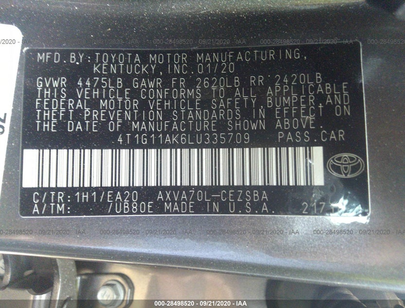4T1G11AK6LU335709