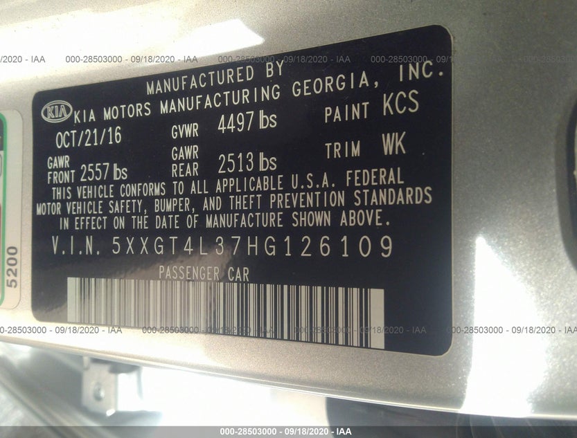 5XXGT4L37HG126109