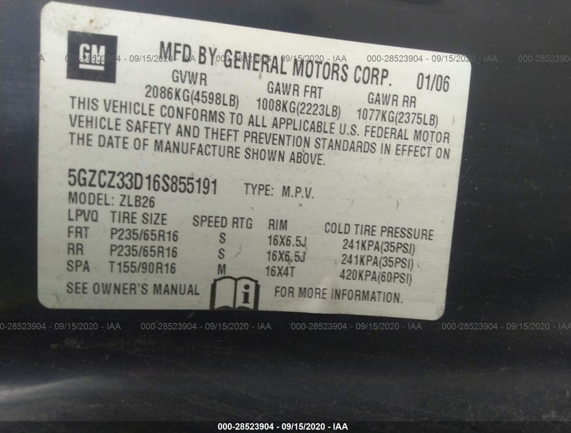 5GZCZ33D16S855191