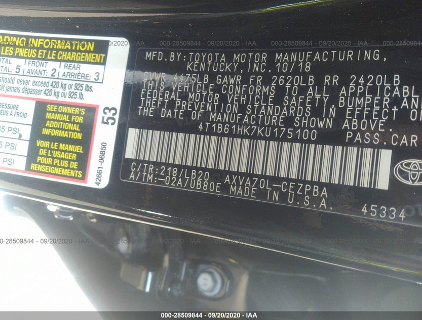 4T1B61HK7KU175100