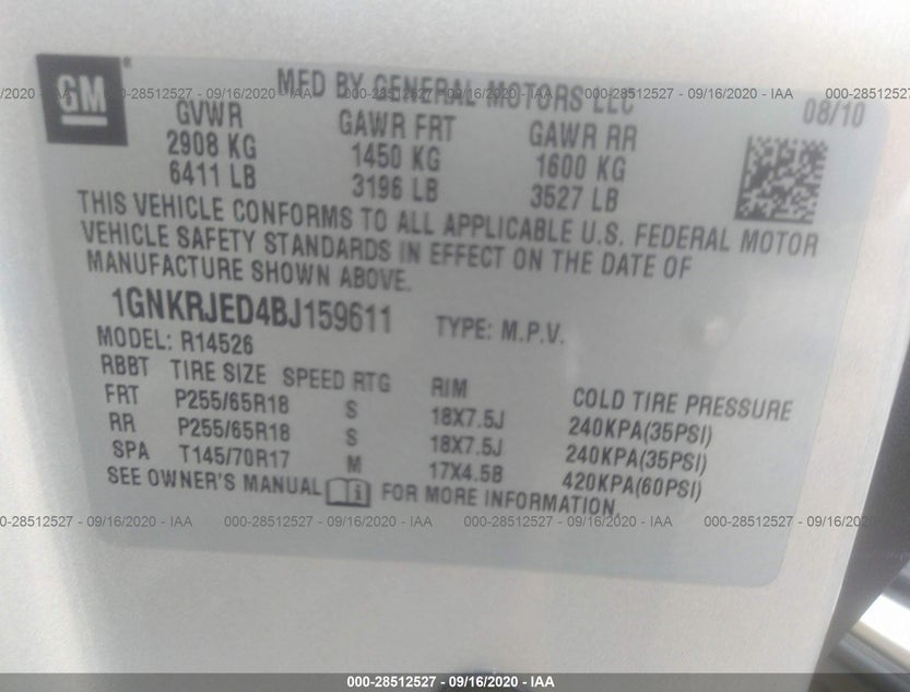 1GNKRJED4BJ159611
