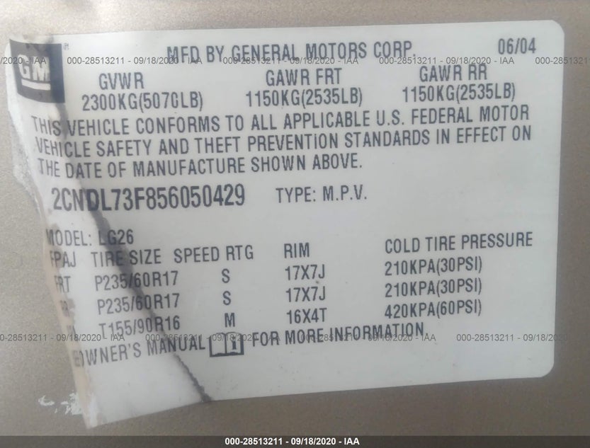 2CNDL73F856050429