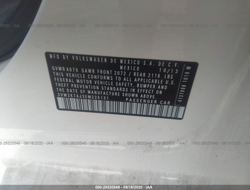 3VW2K7AJ3EM225131
