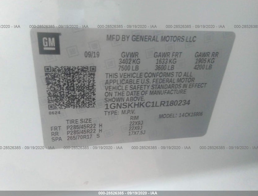 1GNSKHKC1LR180234