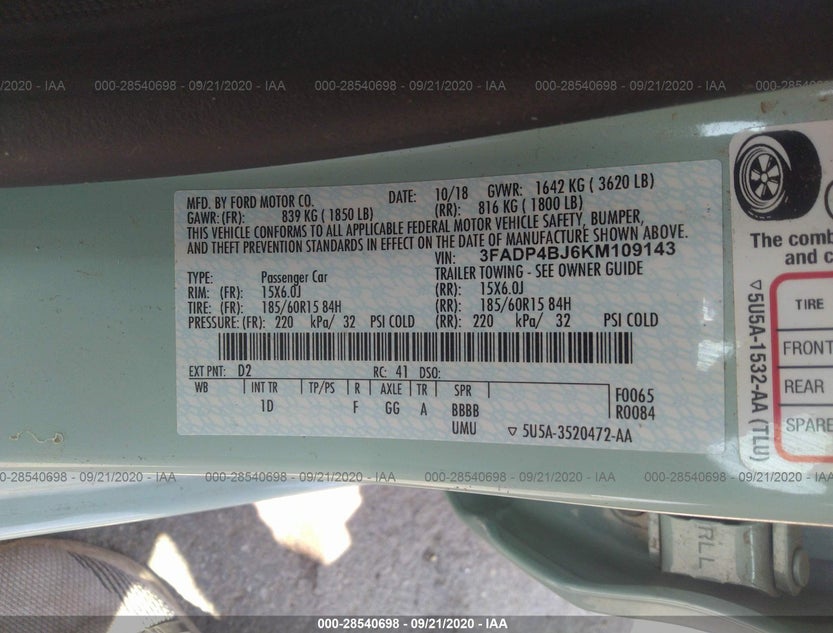3FADP4BJ6KM109143