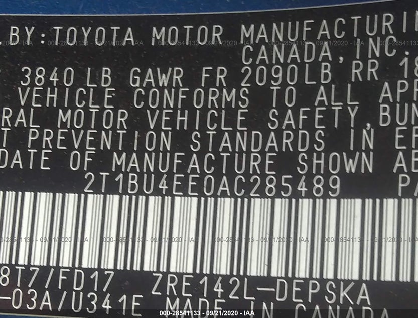 2T1BU4EE0AC285489