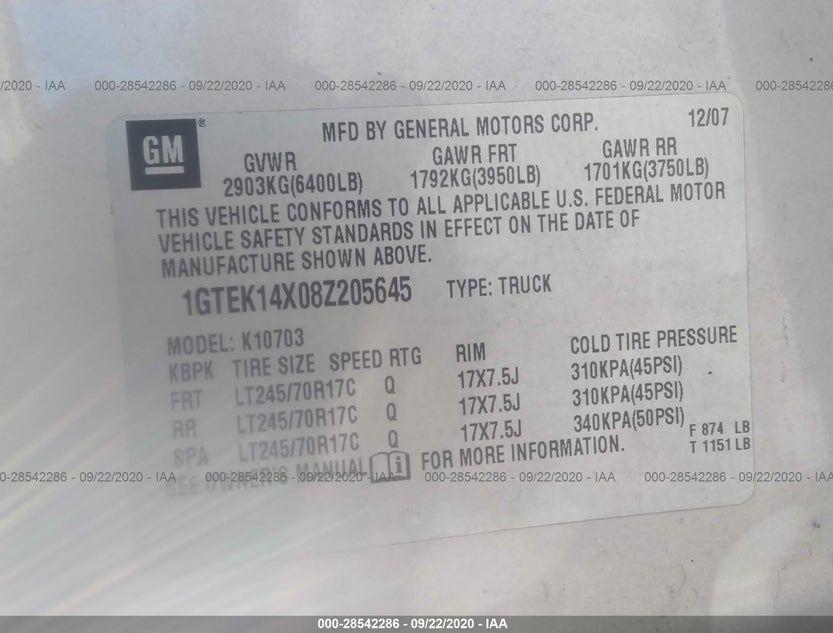 1GTEK14X08Z205645