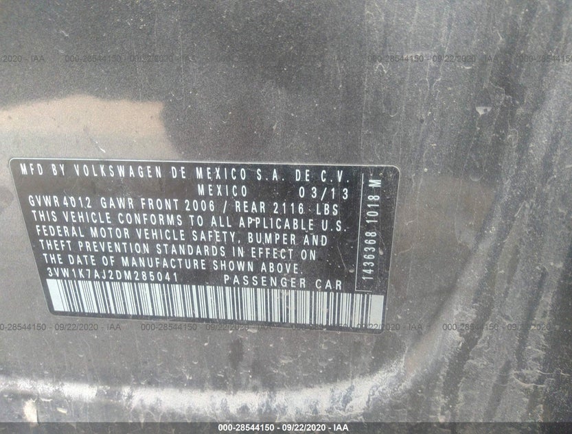3VW1K7AJ2DM285041