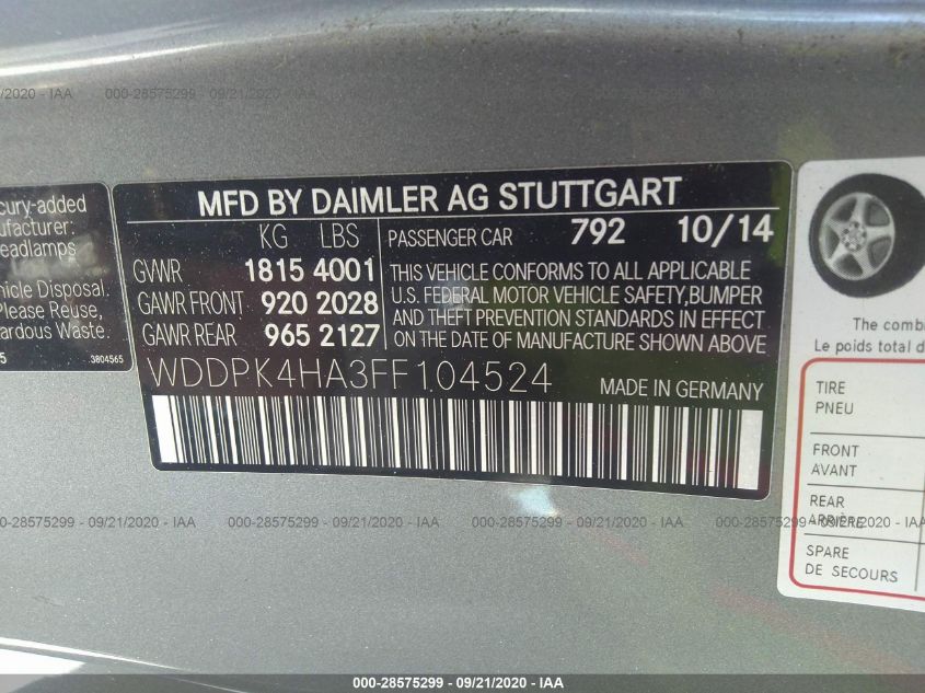 VIN WDDPK4HA3FF104524 2015 Mercedes-Benz SLK-Class,... no.9