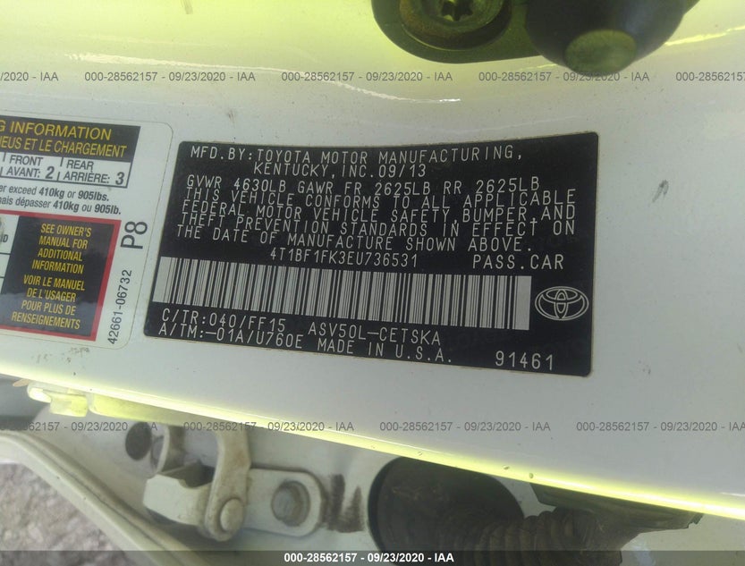 4T1BF1FK3EU736531
