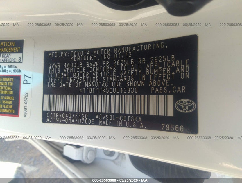 4T1BF1FK5CU543830