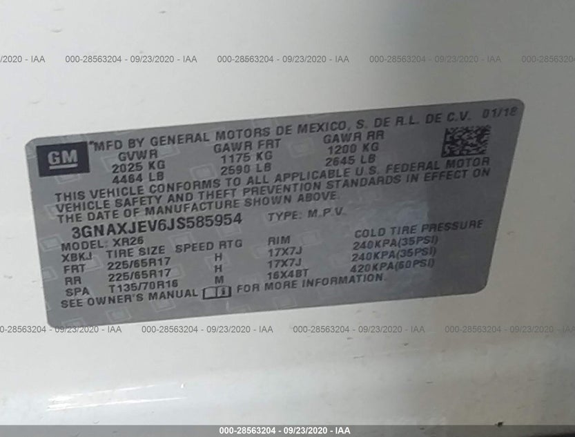 3GNAXJEV6JS585954