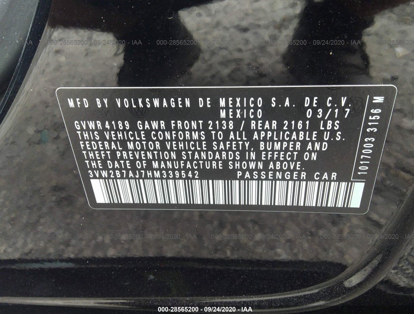3VW2B7AJ7HM339542