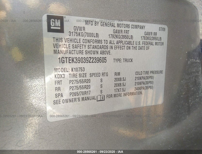 1GTEK39039Z239605