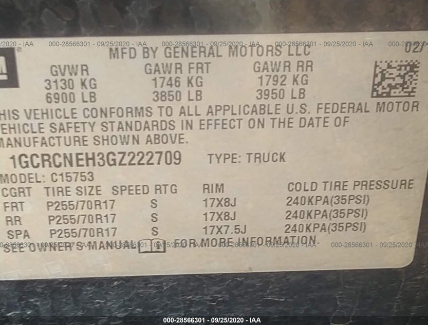 1GCRCNEH3GZ222709