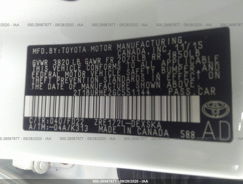 2T1BURHE2GC551144