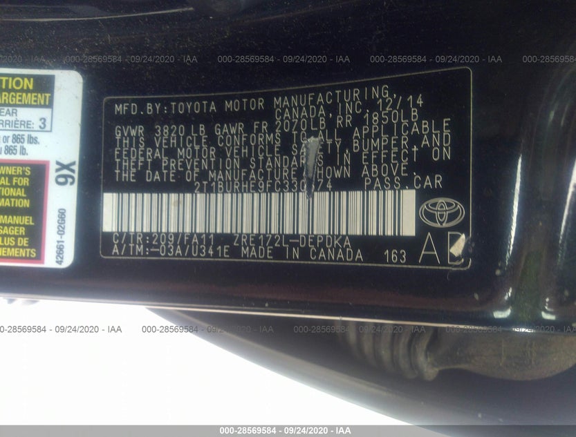 2T1BURHE9FC330574