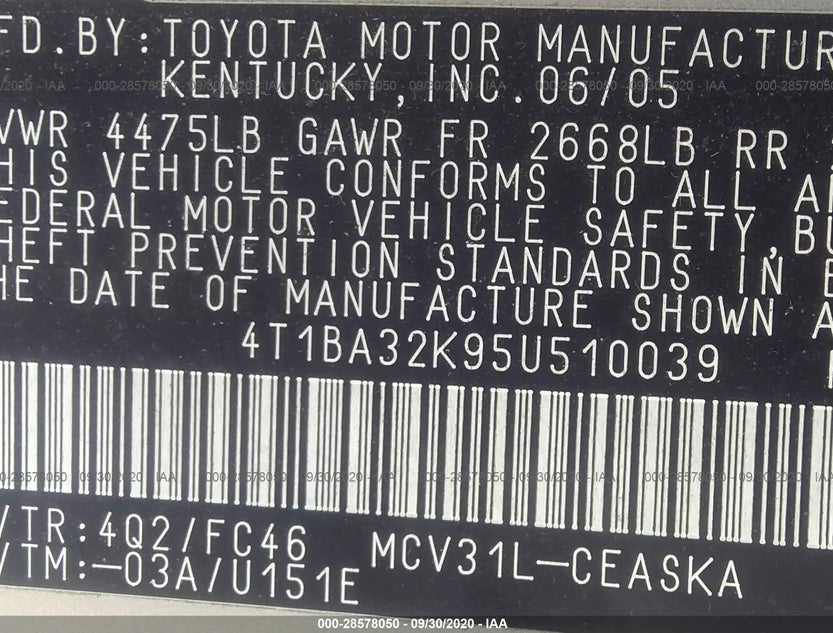 4T1BA32K95U510039