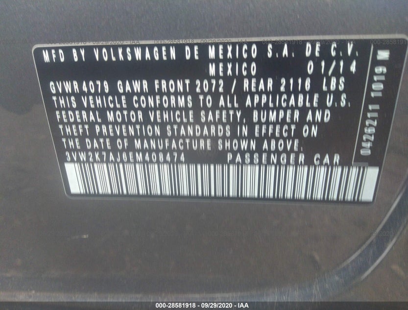 3VW2K7AJ6EM408474